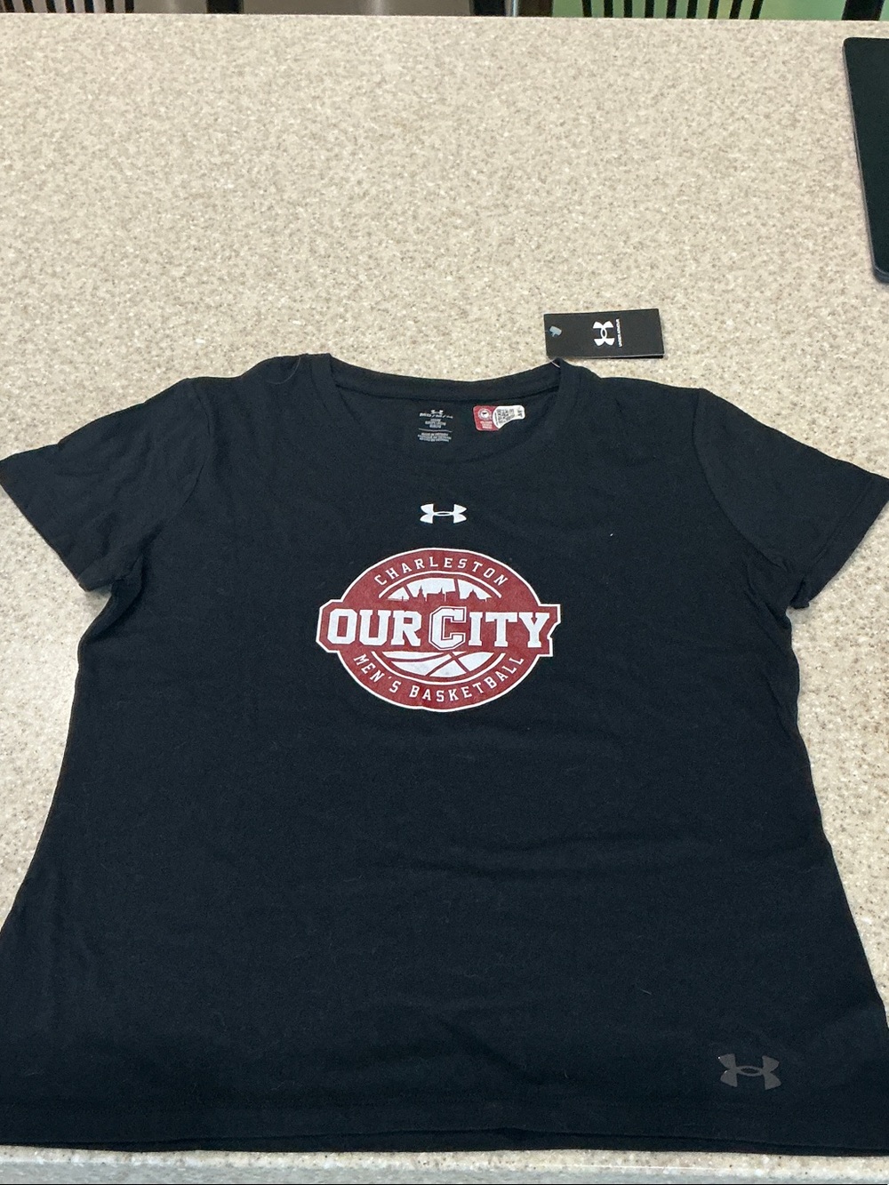 Under Armour Black Tee with Maroon 'Our City' Charleston Basketball Graphic
